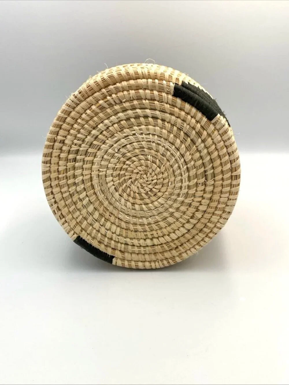 Hand Woven Natural Basket Coiled Beige &‎ Green Decor Neutral